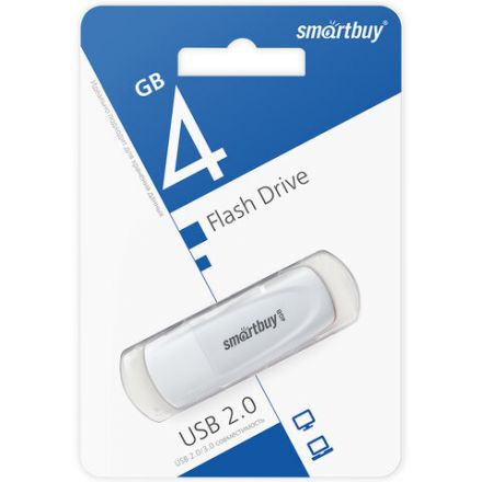 Флеш-диск 4 GB SMARTBUY Scout, USB 2.0, белый, SB004GB2SCW Флеш-диск 4 GB SMARTBUY Scout, USB 2.0, белый, SB004GB2SCW