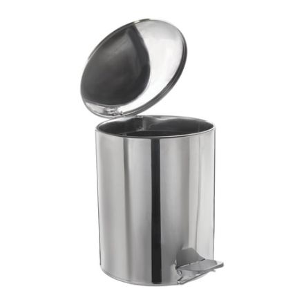 Ведро мусорное с педалью 15 литров, УСИЛЕННОЕ, хром, нержавеющая сталь, ТИТАН