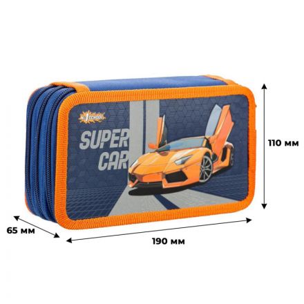 Пенал Комус Класс Super car 3 отд., выборочный лак, 190x110 мм, ПКК 12-19 Пенал Комус Класс Super car 3 отд., выборочный лак, 190x110 мм, ПКК 12-19