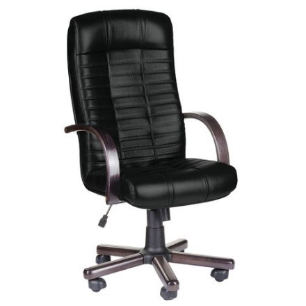 Кресло из натуральной кожи "Атлант-экстра", дерево (орех), монолитный каркас, черное Кресло из натуральной кожи "Атлант-экстра", дерево (орех), монолитный каркас, черное