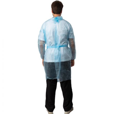 Халат н/с , на завязк, рук.манж, дл.110см, XL, пл 25, голуб, 10 шт/уп