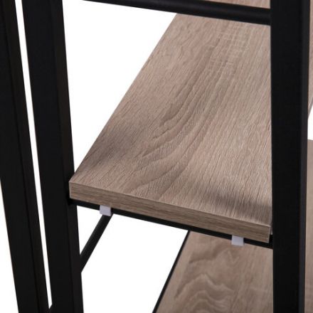 Стеллаж BRABIX "Smart SH-007", 605х295х1193 мм, ЛОФТ, трапеция, складной, металл/ЛДСП дуб, каркас черный, 641872