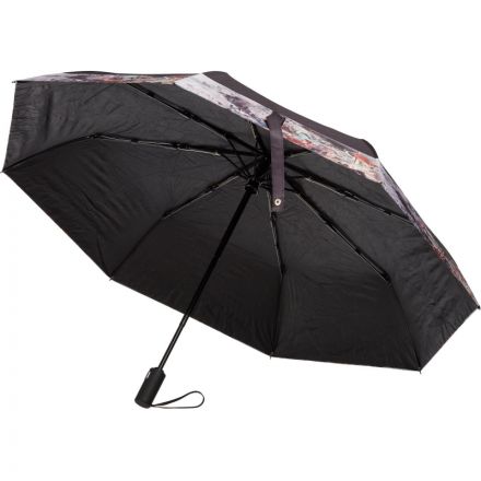 Зонт женский, полный автомат, черный с кантом, HD-U07 Зонт женский, полный автомат, черный с кантом, HD-U07