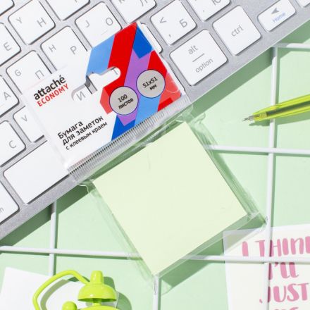 Бумага для заметок с клеевым краем Economy 51x51 мм 100 л пастел. зеленый Бумага для заметок с клеевым краем Economy 51x51 мм 100 л пастел. зеленый