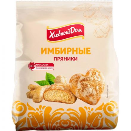 Пряники Хлебный Дом имбирные сердечки, 300г