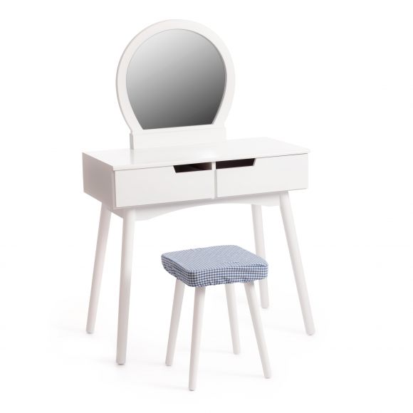Туалетный столик с зеркалом и табуретом Secret De Maison FABRON (mod. TT-DT033), МДФ+сосна, 80*40*130,5, Белый (White)