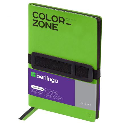 Ежедневник недатированный, А5, 136л., кожзам, Berlingo "Color Zone 2", зеленый, мягкая обложка, черный срез