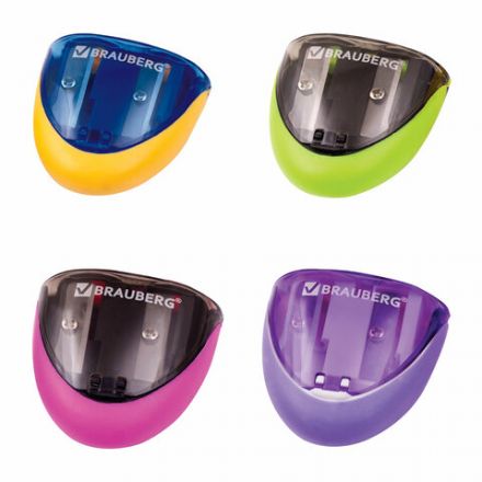 Точилка BRAUBERG "Space", 2 отверстия для чернографитных карандашей (в том числе утолщенных), резиновый упор, с контейнером, ассорти, 223589 Точилка BRAUBERG "Space", 2 отверстия для чернографитных карандашей (в том числе утолщенных), резиновый упор, с контейнером, ассорти, 223589