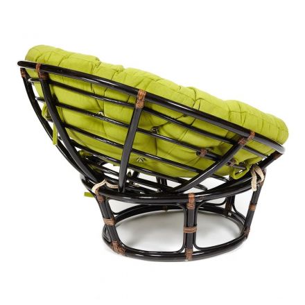 Кресло Папасан/Papasan (23/01 W) /с подушкой и ремешками/ диаметр подушки 125см, 115х101х104см, античный черно-коричневый, флок олива, 23
