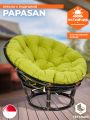 Кресло Папасан/Papasan (23/01 W) /с подушкой и ремешками/ диаметр подушки 125см, 115х101х104см, античный черно-коричневый, флок олива, 23