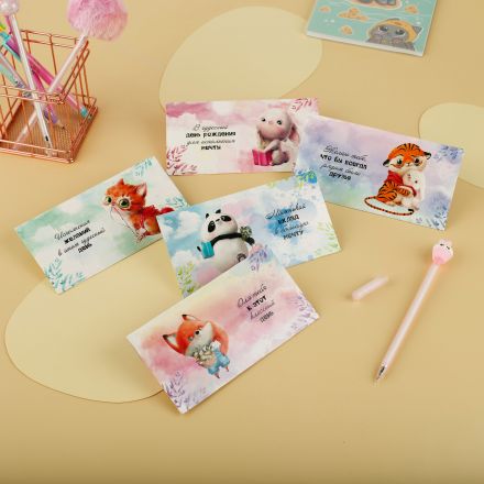 Конверт для денег MESHU "Cute pets", 85*164мм, глянц. ламинация, ассорти 5 дизайнов Конверт для денег MESHU "Cute pets", 85*164мм, глянц. ламинация, ассорти 5 дизайнов