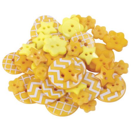 Пуговицы декоративные "Оттенки желтого", пластик, 52 шт., ассорти, ОСТРОВ СОКРОВИЩ, 661406 Пуговицы декоративные "Оттенки желтого", пластик, 52 шт., ассорти, ОСТРОВ СОКРОВИЩ, 661406