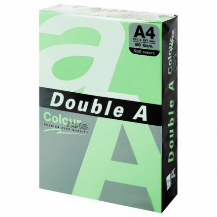 Бумага цветная DOUBLE A, А4, 80 г/м2, 500 л., пастель, зеленая Бумага цветная DOUBLE A, А4, 80 г/м2, 500 л., пастель, зеленая