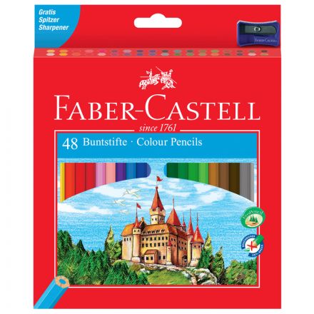 Карандаши цветные Faber-Castell "Замок", 48цв., шестигр.,заточ., картон, европодвес Карандаши цветные Faber-Castell "Замок", 48цв., шестигр.,заточ., картон, европодвес
