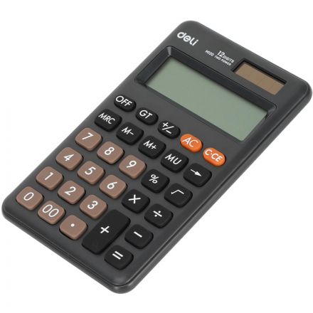 Калькулятор карманный Deli EM120,12-р, дв. пит, 118x70мм, темно-серый Калькулятор карманный Deli EM120,12-р, дв. пит, 118x70мм, темно-серый