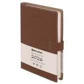 Ежедневник датированный 2026, А5, 143х218 мм, BRAUBERG "Journal", под кожу, застежка, держатель для ручки, органайзер, коричневый, 117383 Ежедневник датированный 2026, А5, 143х218 мм, BRAUBERG "Journal", под кожу, застежка, держатель для ручки, органайзер, коричневый, 117383
