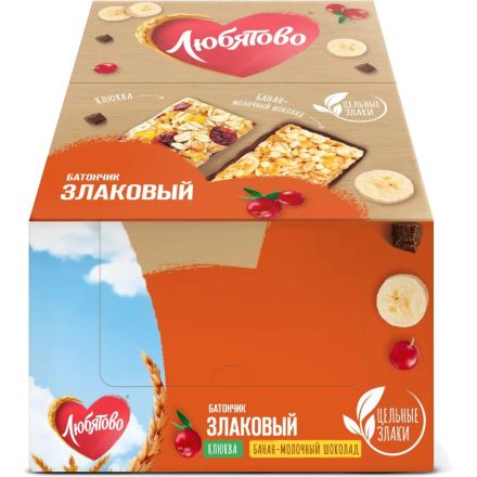 Батончик злаковый Любятово с клюквой, 27гx25шт/уп Батончик злаковый Любятово с клюквой, 27гx25шт/уп