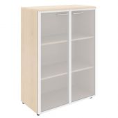 Шкаф со стеклянными дверьми в алюминевой рамке с топом WMC 85.7 Бук Тиара 856х432х1184 WAVE