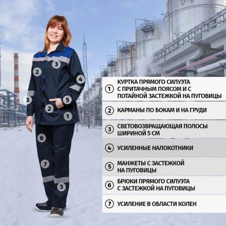 Костюм рабочий летний жен. л20-КБР син/вас (р.44-46) 170-176 Костюм рабочий летний жен. л20-КБР син/вас (р.44-46) 170-176