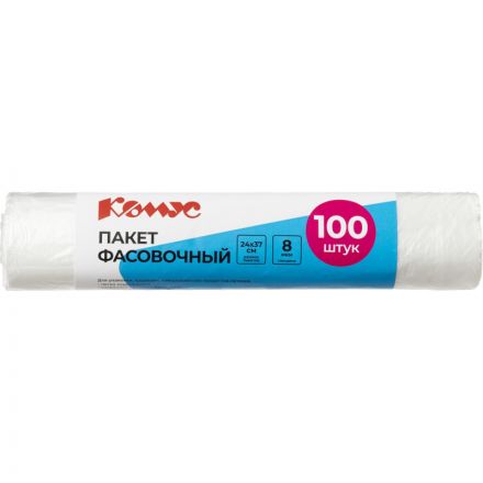 Пакет фасовочный ПНД 24х37 8 мкм, Комус, 100 шт/уп
