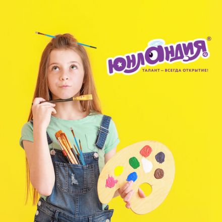 Кисти ЮНЛАНДИЯ, набор 6 шт. (СИНТЕТИКА: круглые № 2, 3; плоские № 4, 5, 6, 8), блистер с европодвесом, 200890