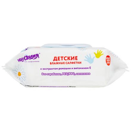 Салфетки влажные детские 120 шт., универсальные, 0+, с пластиковым клапаном, ЮНЛАНДИЯ, 129893 Салфетки влажные детские 120 шт., универсальные, 0+, с пластиковым клапаном, ЮНЛАНДИЯ, 129893