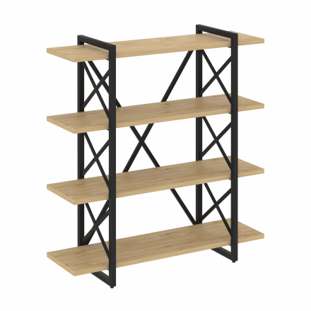 Loft Стеллаж на регулируемых опорах-4 полки VR.L-MST.O-4.8V Тиквуд светлый/Чёрный металл 1200*400*1280