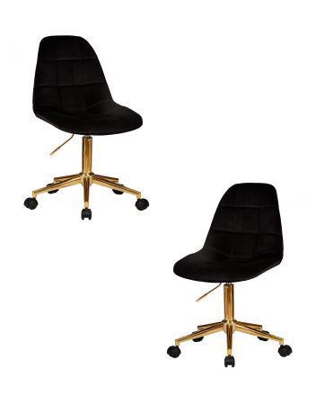 Набор 2 шт Офисное кресло для персонала DOBRIN MONTY GOLD, чёрный велюр (MJ9-101)