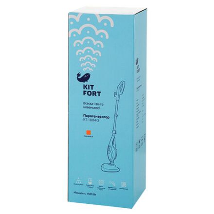 Паровая швабра KITFORT KT-1004-3, 1500 Вт, 1 бар, объем 0,35 л, оранжевая Паровая швабра KITFORT KT-1004-3, 1500 Вт, 1 бар, объем 0,35 л, оранжевая