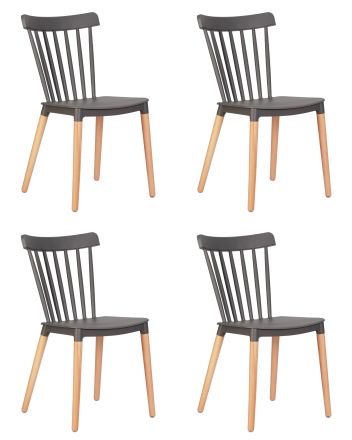 Набор 4 шт Стул обеденный DOBRIN THEO, ножки светлый бук, цвет темно-серый (GR-04) Набор 4 шт Стул обеденный DOBRIN THEO, ножки светлый бук, цвет темно-серый (GR-04)