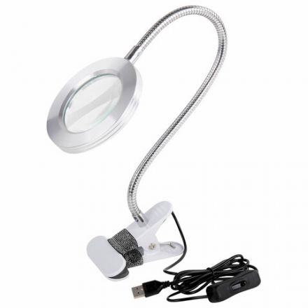 Лупа настольная на прищепке с LED-ПОДСВЕТКОЙ, диаметр 75 мм, увеличение 3, BRAUBERG, 455931 Лупа настольная на прищепке с LED-ПОДСВЕТКОЙ, диаметр 75 мм, увеличение 3, BRAUBERG, 455931