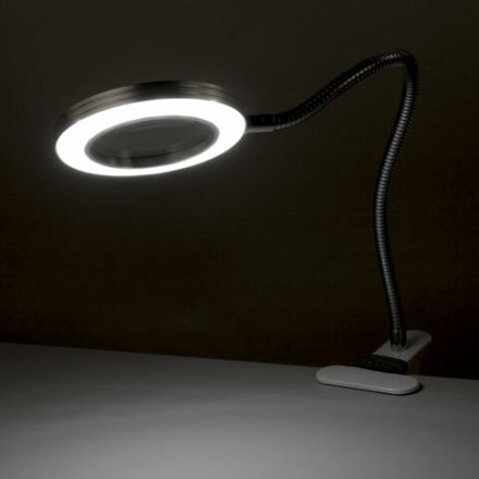 Лупа настольная на прищепке с LED-ПОДСВЕТКОЙ, диаметр 75 мм, увеличение 3, BRAUBERG, 455931 Лупа настольная на прищепке с LED-ПОДСВЕТКОЙ, диаметр 75 мм, увеличение 3, BRAUBERG, 455931
