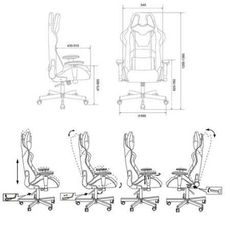 Кресло компьютерное Zombie VIKING KNIGHT, 2 подушки, ткань, синее, 1372993 Кресло компьютерное Zombie VIKING KNIGHT, 2 подушки, ткань, синее, 1372993