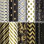 Бумага упаковочная подарочная мелованная "Golden pattern", 70x100 см, 10 дизайнов ассорти, ЗОЛОТАЯ СКАЗКА, 591912