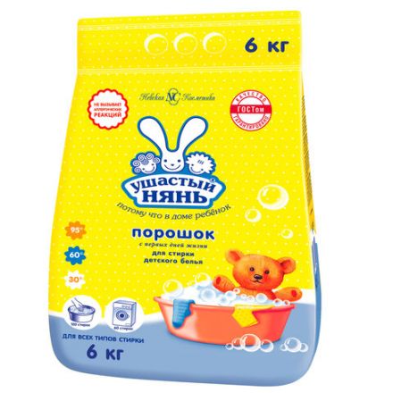 Стиральный порошок для всех типов стирки 6 кг, УШАСТЫЙ НЯНЬ, 1015 Стиральный порошок для всех типов стирки 6 кг, УШАСТЫЙ НЯНЬ, 1015