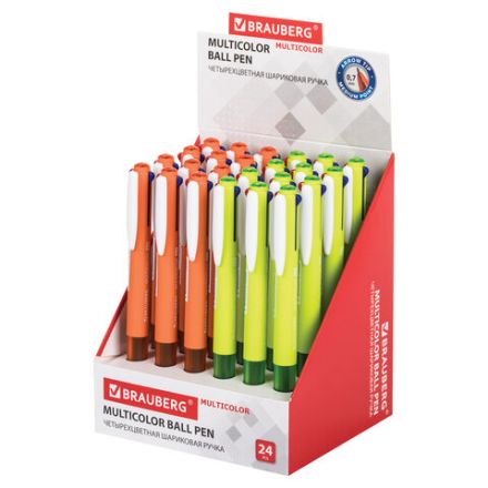 Ручка многоцветная шариковая автоматическая BRAUBERG "MULTICOLOR", 4 ЦВЕТА, корпус ассорти, линия 0,35 мм, 143458 Ручка многоцветная шариковая автоматическая BRAUBERG "MULTICOLOR", 4 ЦВЕТА, корпус ассорти, линия 0,35 мм, 143458
