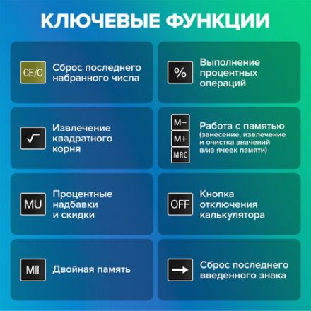 Калькулятор настольный BRAUBERG EXTRA COLOR-12-BKLG (206x155 мм), 12 разрядов, двойное питание, ЧЕРНО-САЛАТОВЫЙ, 250477