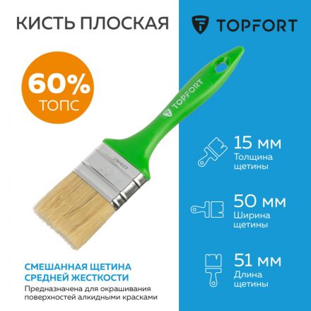 Кисть плоская TOPFORT 50x15 Кисть плоская TOPFORT 50x15