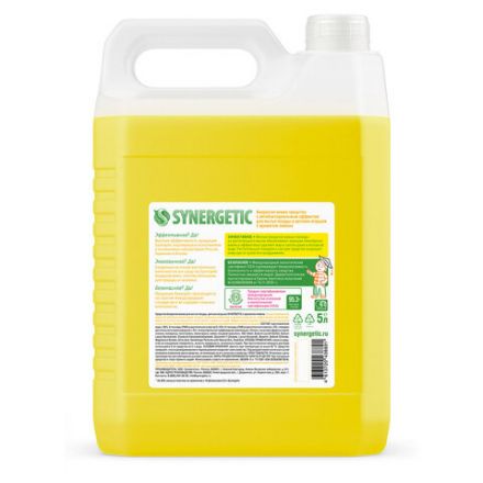 Гель для мытья посуды антибактериальный 5 л, SYNERGETIC "Лимон", 103500 Гель для мытья посуды антибактериальный 5 л, SYNERGETIC "Лимон", 103500