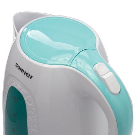Чайник SONNEN KT-2016, 2 л, 2200 Вт, закрытый нагревательный элемент, пластик, белый/голубой, 453417 Чайник SONNEN KT-2016, 2 л, 2200 Вт, закрытый нагревательный элемент, пластик, белый/голубой, 453417