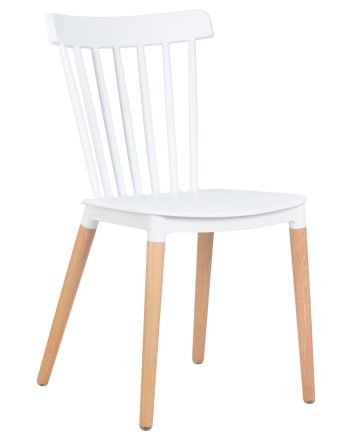 Стул обеденный DOBRIN THEO, ножки светлый бук, цвет белый (W-02) Стул обеденный DOBRIN THEO, ножки светлый бук, цвет белый (W-02)