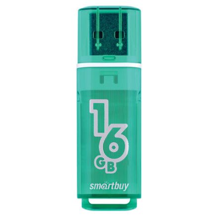 Флеш-диск 16 GB, SMARTBUY Glossy, USB 2.0, зеленый, SB16GBGS-G