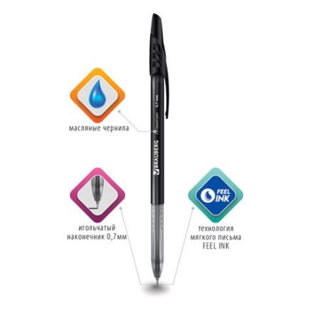 Ручка шариковая масляная BRAUBERG "Oil Base", ЧЕРНАЯ, корпус черный, узел 0,7 мм, линия письма 0,35 мм, 141635 Ручка шариковая масляная BRAUBERG "Oil Base", ЧЕРНАЯ, корпус черный, узел 0,7 мм, линия письма 0,35 мм, 141635