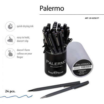 Ручка шариковая автоматическая PALERMO графит.мет.корп,0,7мм син 20-0250/17