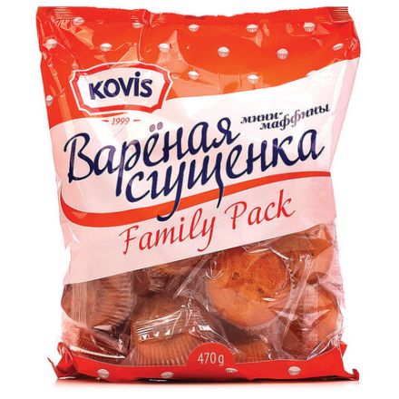 Кекс KOVIS "Мини-маффины" с кремом вареная сгущенка, 470 г, пакет, 6241 Кекс KOVIS "Мини-маффины" с кремом вареная сгущенка, 470 г, пакет, 6241