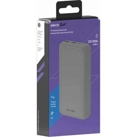 Внешний аккумулятор Electron ELNPRO-PWB2-20000-Grey 20000 USBA+C 10Вт сер