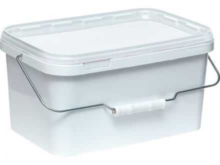 Ведро 5,8л. прямоугольное, с белой крышкой, с ручкой металл  белый