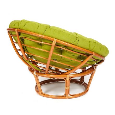 Кресло Папасан/Papasan (23/01 W) /с подушкой и ремешками/ диаметр подушки 125см, 115х101х104см, коньячный, флок олива, 23