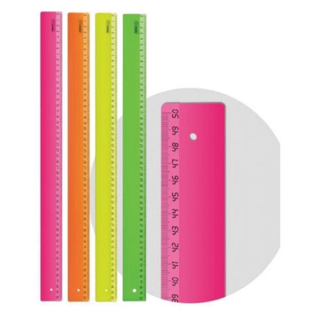 Линейка пластиковая 50 см, "Neon", неоновая, ассорти, ЛН-31443 Линейка пластиковая 50 см, "Neon", неоновая, ассорти, ЛН-31443