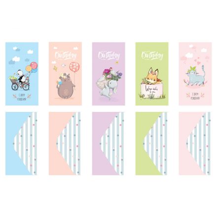 Конверт для денег MESHU "Happy wishes", 85*164мм, глянц. ламинация, 5 дизайнов Конверт для денег MESHU "Happy wishes", 85*164мм, глянц. ламинация, 5 дизайнов